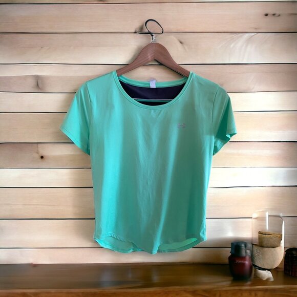 Under Armour Womens TShirt Medium RUN HeatGear Mint Green Scoop Neck Athletic - Picture 1 of 10